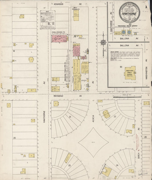 Sanborn Fire Insurance Map from Hawthorne, Los Angeles County, California (1912), Sheet #0001 - Historic Sanborn Fire Insurance Map Print, vintage old map wall art, antique decor, genealogy gift, California California map