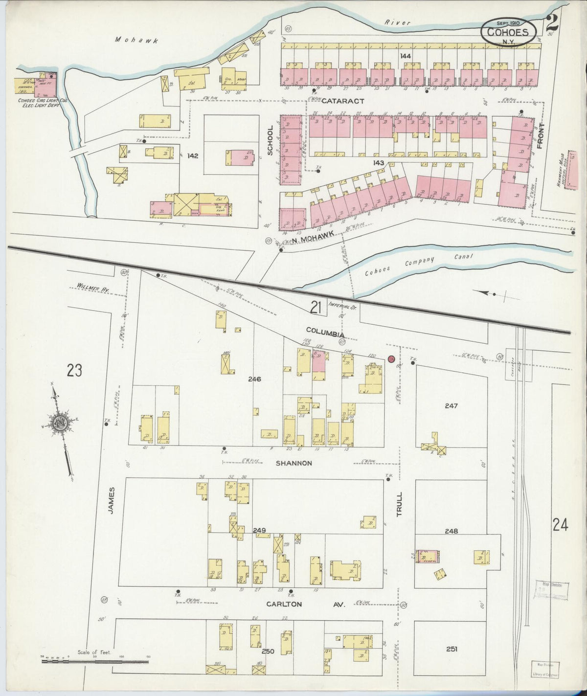 Sanborn Fire Insurance Map from Cohoes, Albany County, New York (1910), Sheet #0002 - Complete Map Set gallery image, historic Sanborn map, vintage wall art, New York New York