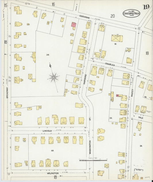 Sanborn Fire Insurance Map from Chicopee, Hampden County, Massachusetts (1902), Sheet #0019 - Historic Sanborn Fire Insurance Map Print, vintage old map wall art, antique decor, genealogy gift, Massachusetts Massachusetts map