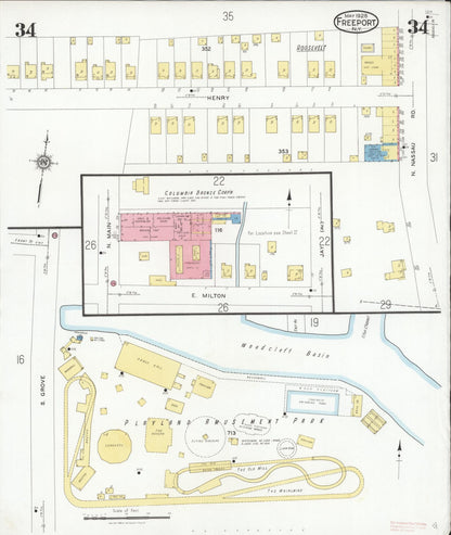 Sanborn Fire Insurance Map from Freeport, Nassau County, New York (1928), Sheet #0034 - Complete Map Set gallery image, historic Sanborn map, vintage wall art, New York New York