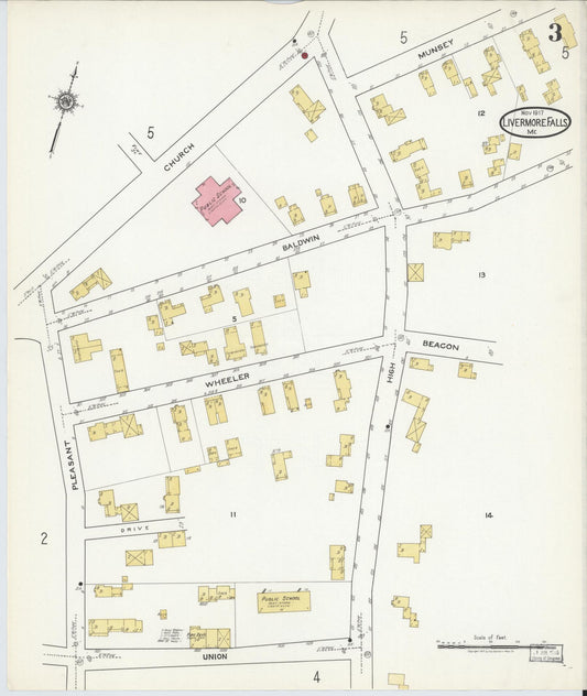 Sanborn Fire Insurance Map from Livermore Falls, Androscoggin County, Maine (1917), Sheet #0003 - Historic Sanborn Fire Insurance Map Print, vintage old map wall art, antique decor, genealogy gift, Maine Maine map
