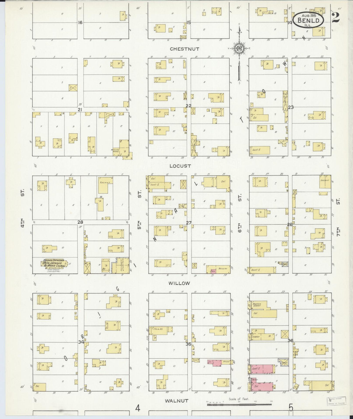 Sanborn Fire Insurance Map from Benld, Macoupin County, Illinois (1915), Sheet #0002 - Complete Map Set gallery image, historic Sanborn map, vintage wall art, Illinois Illinois