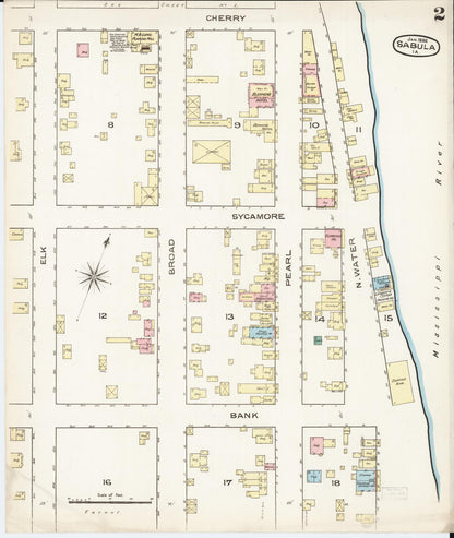 Sanborn Fire Insurance Map from Sabula, Jackson County, Iowa (1886), Sheet #0002 - Historic Sanborn Fire Insurance Map Print, vintage old map wall art