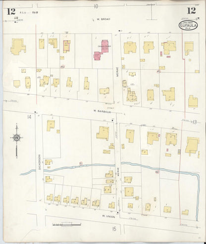 Sanborn Fire Insurance Map from Eufaula, Barbour County, Alabama (1950), Sheet #0012 - Complete Map Set gallery image, historic Sanborn map, vintage wall art, Alabama Alabama