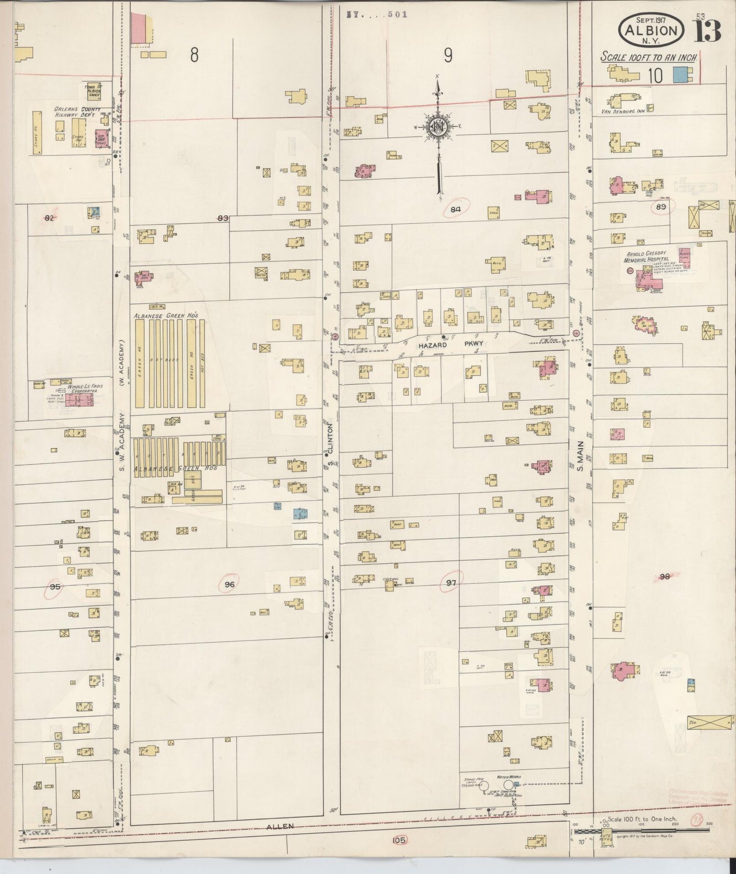 Sanborn Fire Insurance Map from Albion, Orleans County, New York (1941), Sheet #0013 - Complete Map Set gallery image, historic Sanborn map, vintage wall art, New York New York