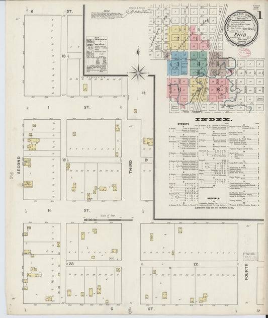 Sanborn Fire Insurance Map from Enid, Garfield County, Oklahoma. (1895) – Historic Sanborn Fire Insurance Map Print