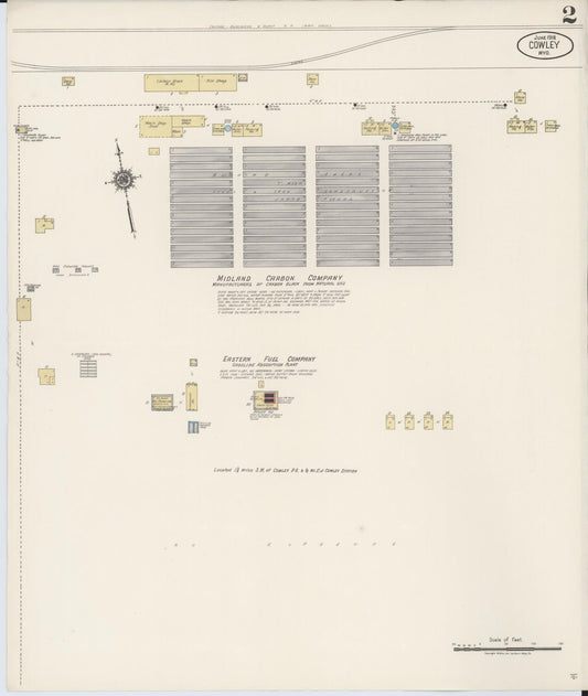 Sanborn Fire Insurance Map from Cowley, Big Horn County, Wyoming (1918), Sheet #0002 - Historic Sanborn Fire Insurance Map Print, vintage old map wall art, antique decor, genealogy gift, Wyoming Wyoming map