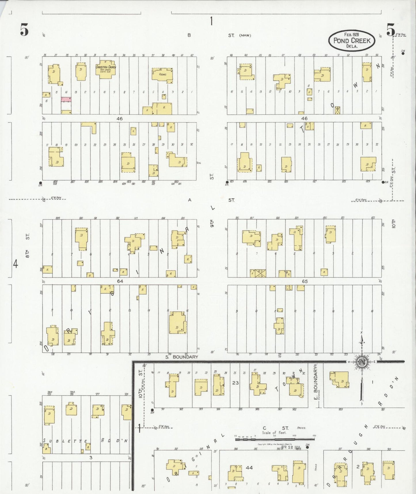 Sanborn Fire Insurance Map from Pond Creek, Grant County, Oklahoma (1928), Sheet #0005 - Historic Sanborn Fire Insurance Map Print, vintage old map wall art, antique decor, genealogy gift, Oklahoma Oklahoma map