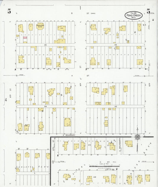Sanborn Fire Insurance Map from Pond Creek, Grant County, Oklahoma (1928), Sheet #0005 - Historic Sanborn Fire Insurance Map Print, vintage old map wall art, antique decor, genealogy gift, Oklahoma Oklahoma map
