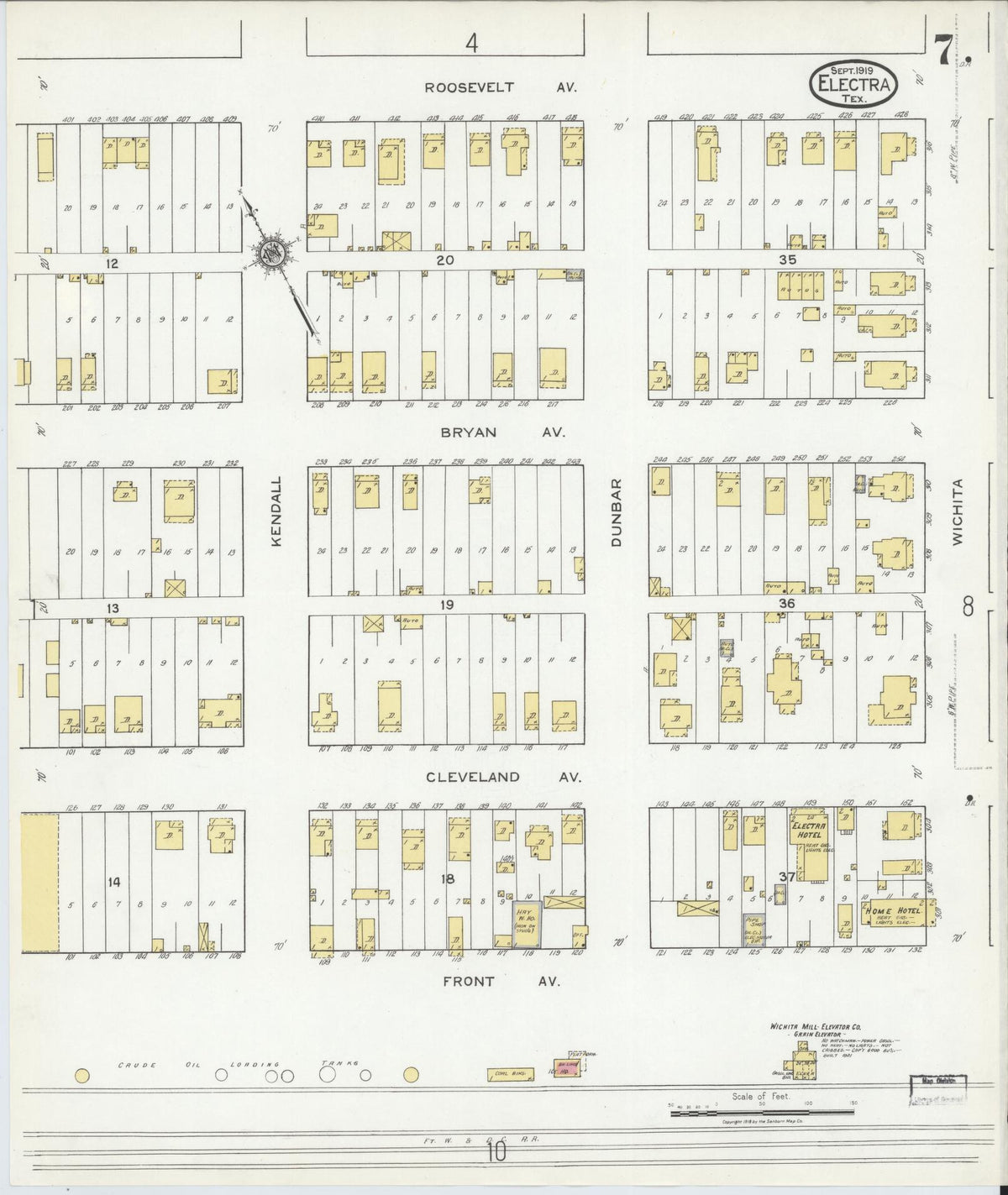 Sanborn Fire Insurance Map from Electra, Wichita County, Texas (1919), Sheet #0007 - Complete Map Set gallery image, historic Sanborn map, vintage wall art, Texas Texas