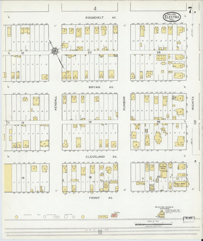 Sanborn Fire Insurance Map from Electra, Wichita County, Texas (1919), Sheet #0007 - Complete Map Set gallery image, historic Sanborn map, vintage wall art, Texas Texas