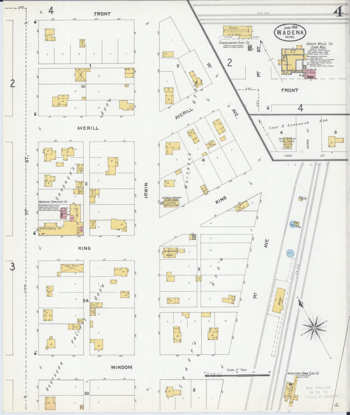 Sanborn Fire Insurance Map from Wadena, Wadena County, Minnesota (1904), Sheet #0004 - Historic Sanborn Fire Insurance Map Print, vintage old map wall art, antique decor, genealogy gift, Minnesota Minnesota map