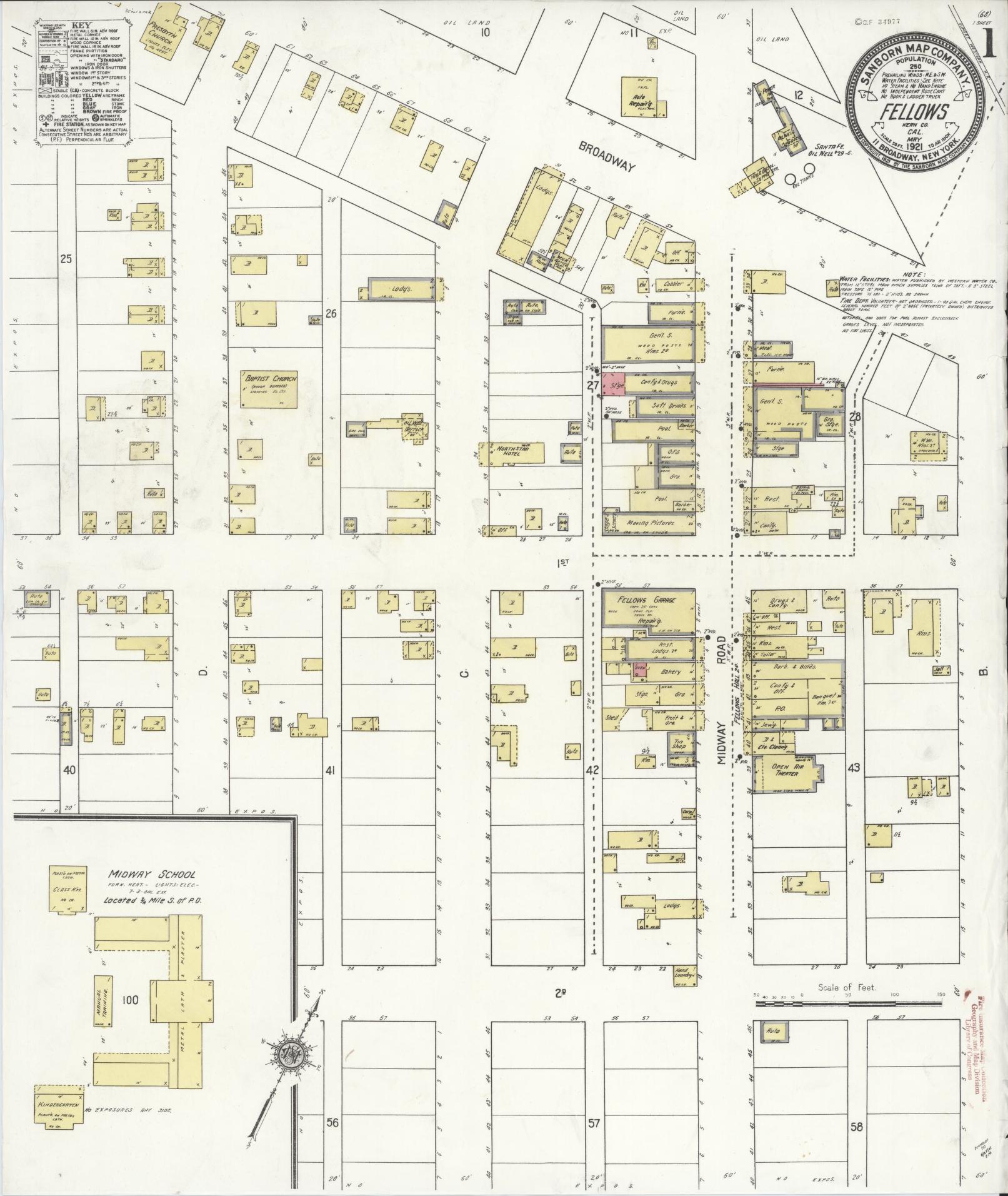 Sanborn Fire Insurance Map from Fellows, Kern County, California. (1921) – Historic Sanborn Fire Insurance Map Print