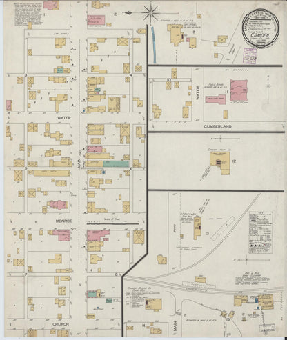 Sanborn Fire Insurance Map from Camden, Carroll County, Indiana (1899), Sheet #0001 - Historic Sanborn Fire Insurance Map Print, vintage old map wall art, antique decor, genealogy gift, Indiana Indiana map