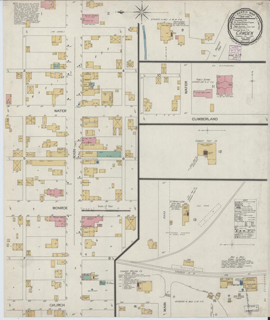 Sanborn Fire Insurance Map from Camden, Carroll County, Indiana (1899), Sheet #0001 - Historic Sanborn Fire Insurance Map Print, vintage old map wall art, antique decor, genealogy gift, Indiana Indiana map