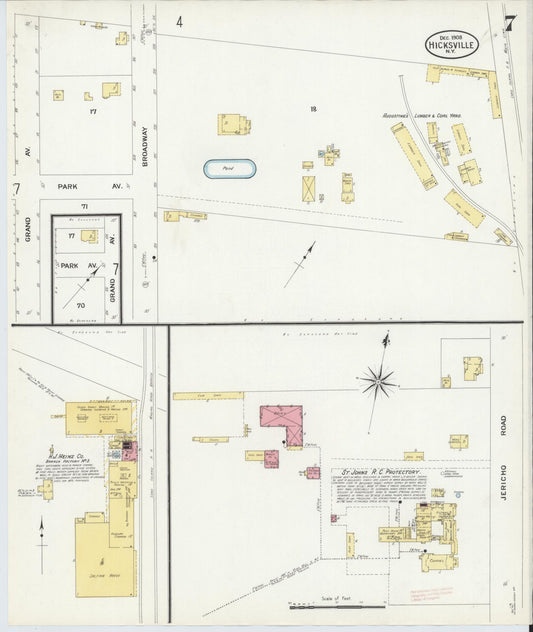 Sanborn Fire Insurance Map from Hicksville, Nassau County, New York (1908), Sheet #0007 - Historic Sanborn Fire Insurance Map Print, vintage old map wall art, antique decor, genealogy gift, New York New York map