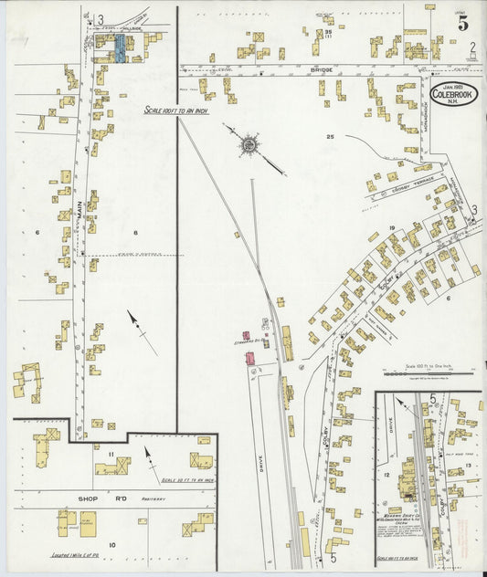 Sanborn Fire Insurance Map from Colebrook, Coos County, New Hampshire (1921), Sheet #0005 - Historic Sanborn Fire Insurance Map Print, vintage old map wall art, antique decor, genealogy gift, New Hampshire New Hampshire map