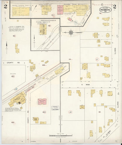 Sanborn Fire Insurance Map from Newberg, Yamhill County, Oregon (1934), Sheet #0002 - Complete Map Set gallery image, historic Sanborn map, vintage wall art, Oregon Oregon