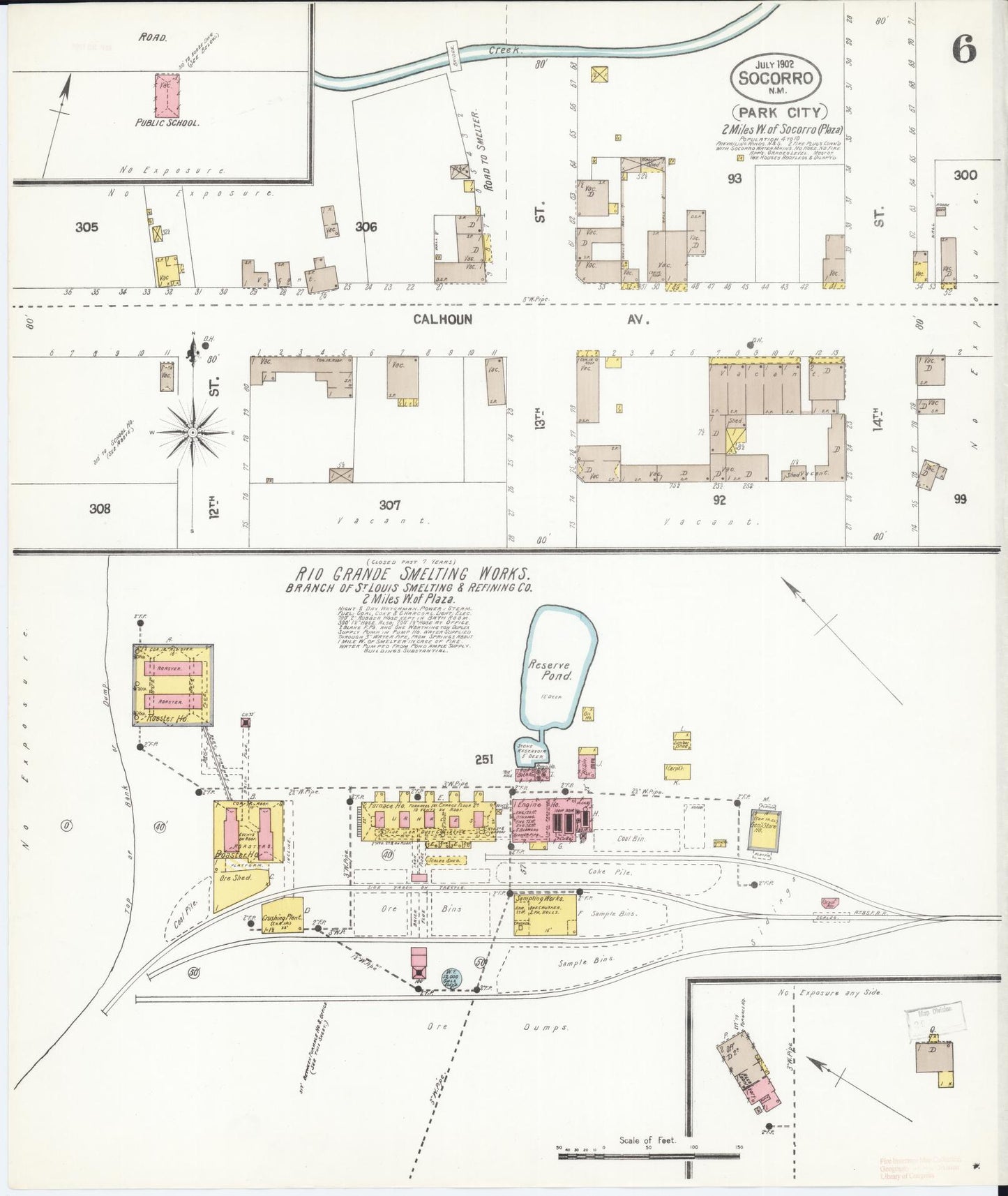 Sanborn Fire Insurance Map from Socorro, Socorro County, New Mexico (1902), Sheet #0006 - Historic Sanborn Fire Insurance Map Print, vintage old map wall art, antique decor, genealogy gift, New Mexico New Mexico map