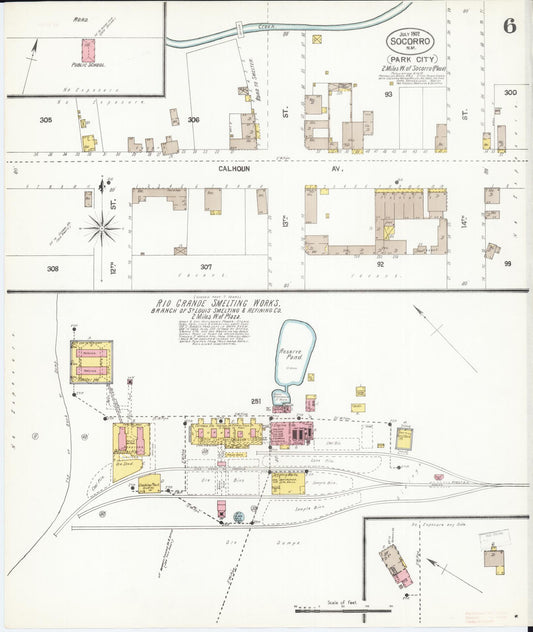 Sanborn Fire Insurance Map from Socorro, Socorro County, New Mexico (1902), Sheet #0006 - Historic Sanborn Fire Insurance Map Print, vintage old map wall art, antique decor, genealogy gift, New Mexico New Mexico map