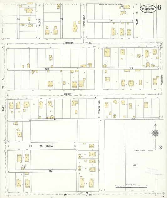 Sanborn Fire Insurance Map from Medford, Jackson County, Oregon (1911), Sheet #0006 - Historic Sanborn Fire Insurance Map Print, vintage old map wall art, antique decor, genealogy gift, Oregon Oregon map