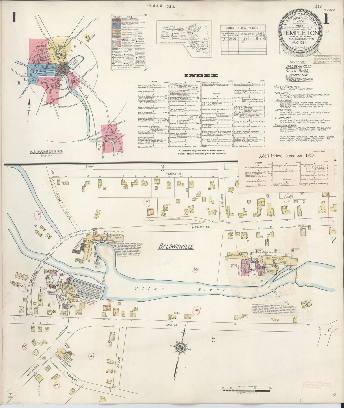 Sanborn Fire Insurance Map from Templeton, Worcester County, Massachusetts. (1941) – Historic Sanborn Fire Insurance Map Print
