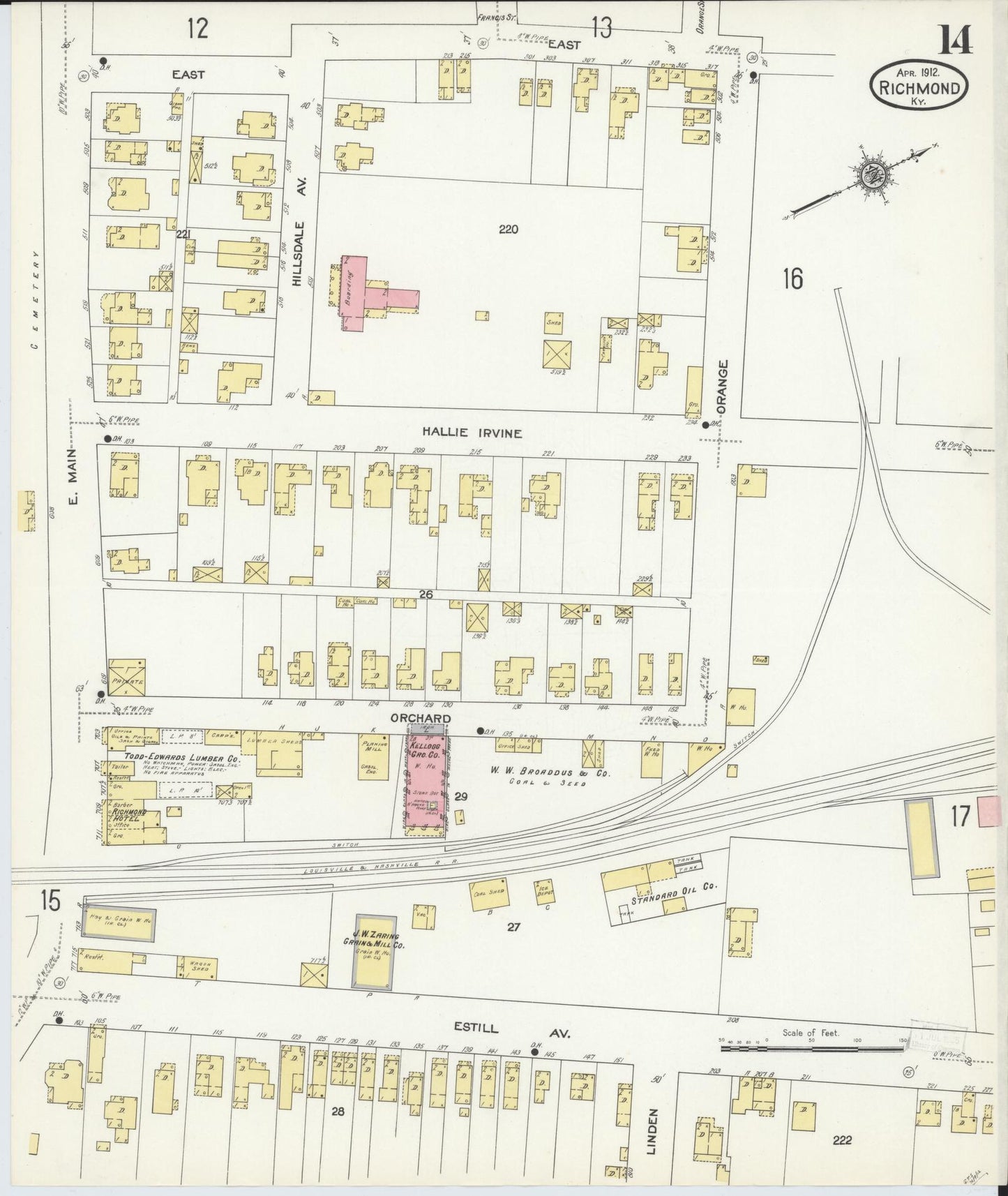 Sanborn Fire Insurance Map from Richmond, Madison County, Kentucky (1912), Sheet #0014 - Complete Map Set gallery image, historic Sanborn map, vintage wall art, Kentucky Kentucky