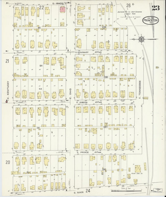 Sanborn Fire Insurance Map from Princeton, Gibson County, Indiana (1914), Sheet #0023 - Historic Sanborn Fire Insurance Map Print, vintage old map wall art, antique decor, genealogy gift, Indiana Indiana map