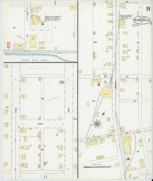 Sanborn Fire Insurance Map from Reynoldsville, Jefferson County, Pennsylvania (1906), Sheet #0009 - Historic Sanborn Fire Insurance Map Print, vintage old map wall art, antique decor, genealogy gift, Pennsylvania Pennsylvania map