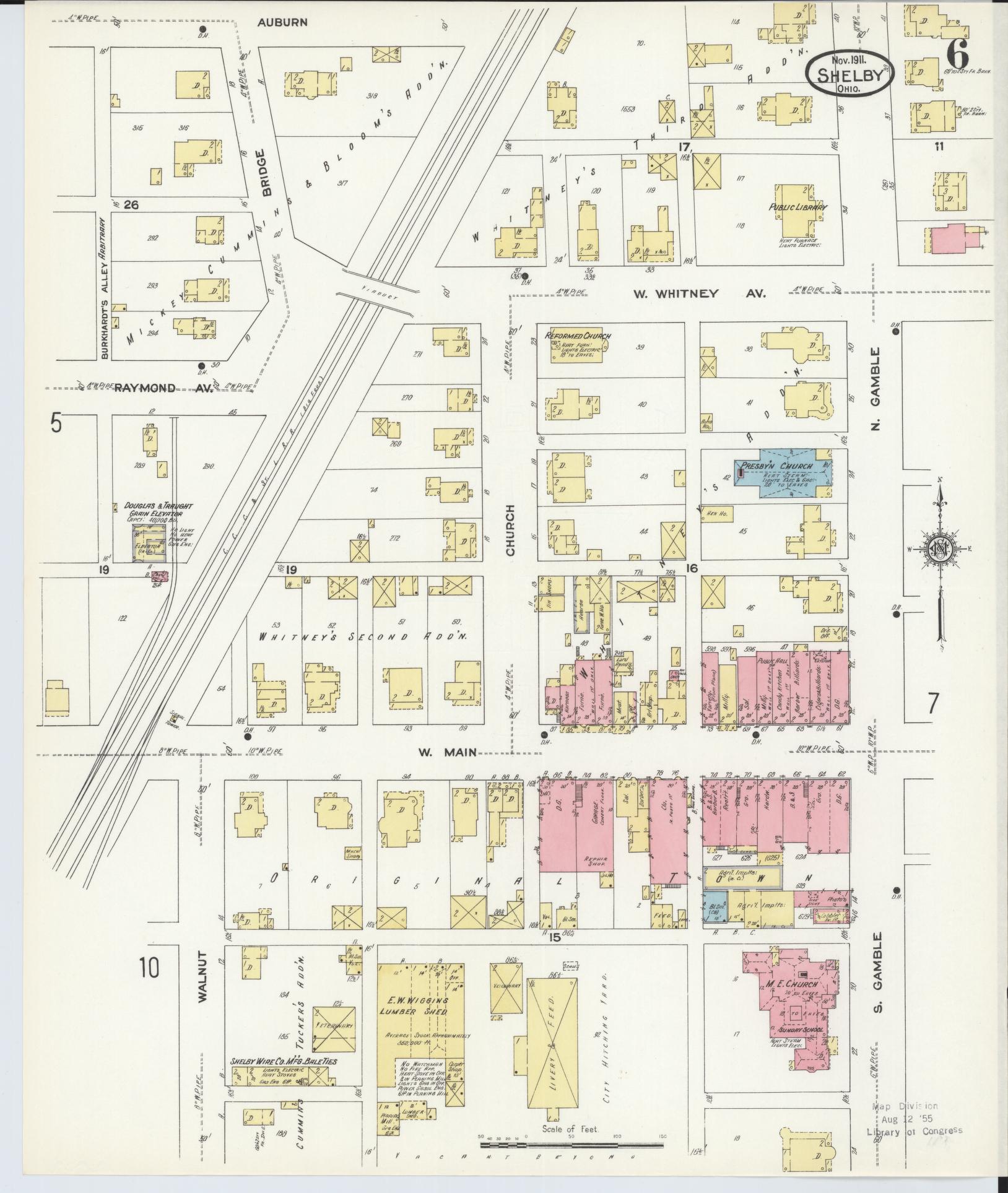 Sanborn Fire Insurance Map from Shelby, Richland County, Ohio (1911), Sheet #0006 - Complete Map Set gallery image, historic Sanborn map, vintage wall art, Ohio Ohio