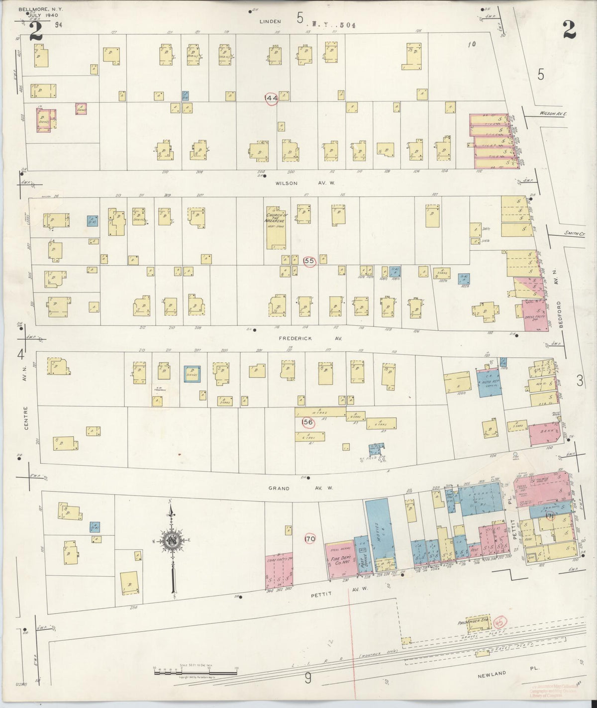 Sanborn Fire Insurance Map from Bellmore, Nassau County, New York (1945), Sheet #0002 - Complete Map Set gallery image, historic Sanborn map, vintage wall art, New York New York