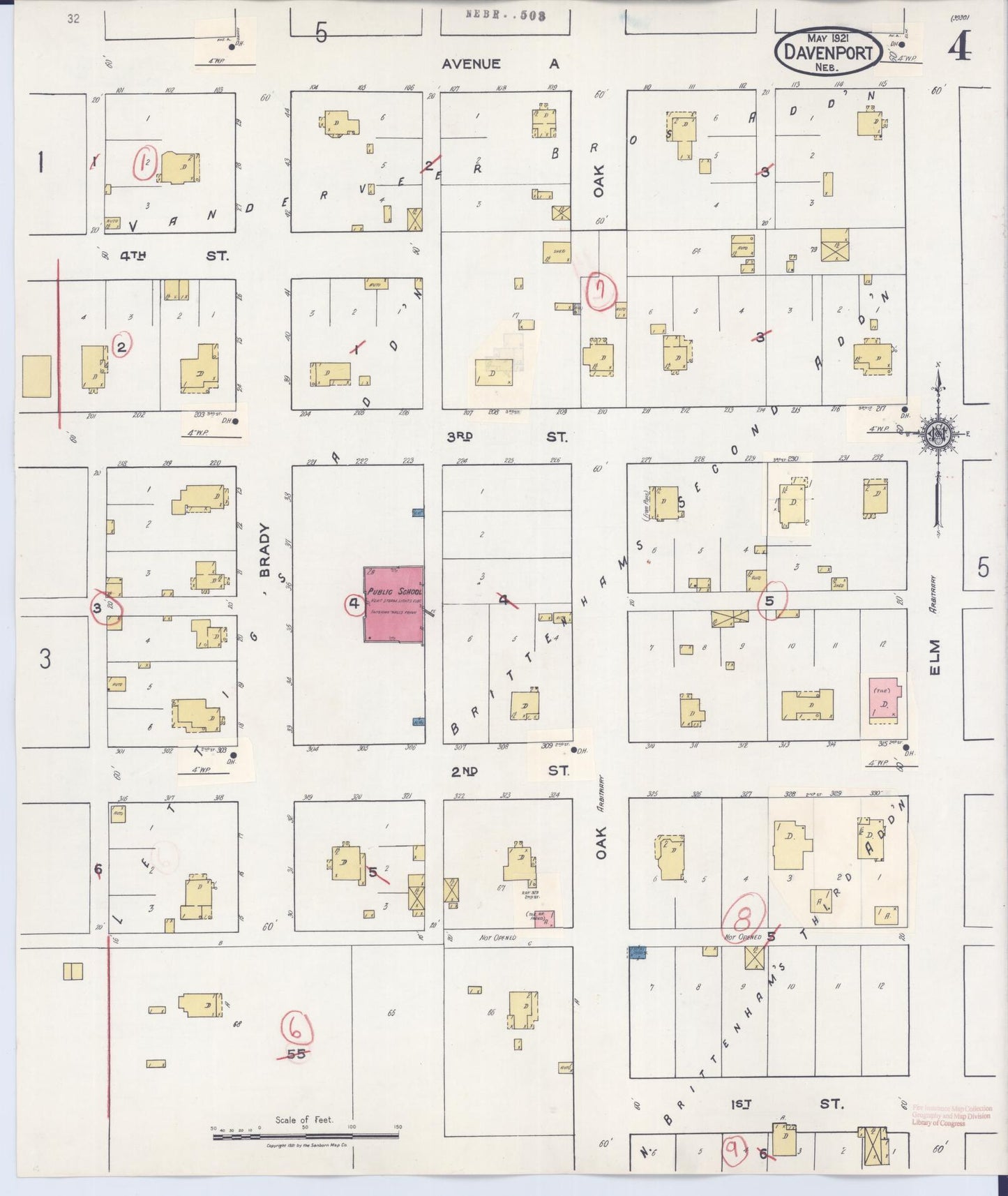 Sanborn Fire Insurance Map from Davenport, Thayer County, Nebraska (1935), Sheet #0004 - Complete Map Set gallery image, historic Sanborn map, vintage wall art, Nebraska Nebraska