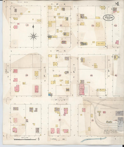 Sanborn Fire Insurance Map from Payson, Utah County, Utah (1931), Sheet #0004 - Complete Map Set gallery image, historic Sanborn map, vintage wall art, Payson Utah