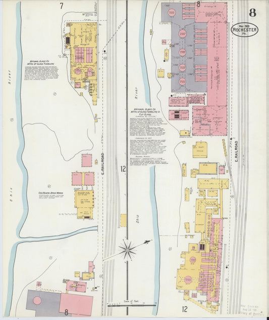 Sanborn Fire Insurance Map from Rochester, Beaver County, Pennsylvania (1903), Sheet #0008 - Historic Sanborn Fire Insurance Map Print, vintage old map wall art, antique decor, genealogy gift, Pennsylvania Pennsylvania map