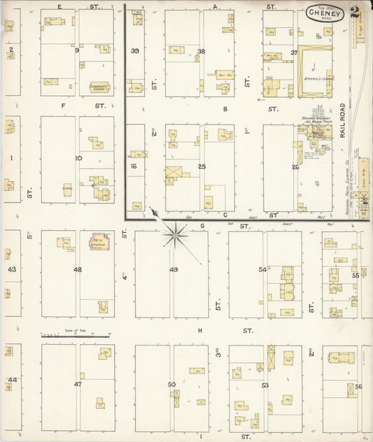 Sanborn Fire Insurance Map from Cheney, Spokane County, Washington (1890), Sheet #0002 - Historic Sanborn Fire Insurance Map Print, vintage old map wall art, antique decor, genealogy gift, Washington Washington map