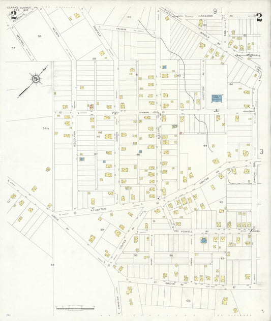Sanborn Fire Insurance Map from Clark's Summit, Lackawanna County, Pennsylvania (1933), Sheet #0002 - Historic Sanborn Fire Insurance Map Print, vintage old map wall art, antique decor, genealogy gift, Pennsylvania Pennsylvania map
