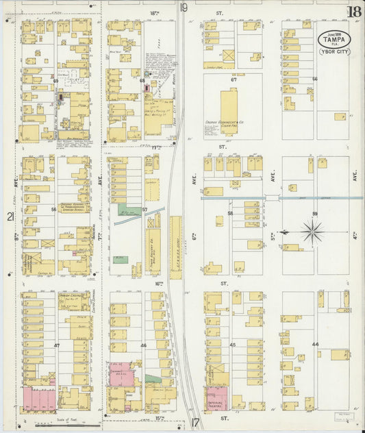 Sanborn Fire Insurance Map from Tampa, Hillsborough County, Florida (1899), Sheet #0018 - Historic Sanborn Fire Insurance Map Print, vintage old map wall art, antique decor, genealogy gift, Florida Florida map