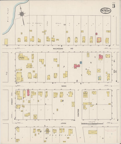 Sanborn Fire Insurance Map from McHenry, McHenry County, Illinois (1922), Sheet #0003 - Complete Map Set gallery image, historic Sanborn map, vintage wall art, Illinois Illinois
