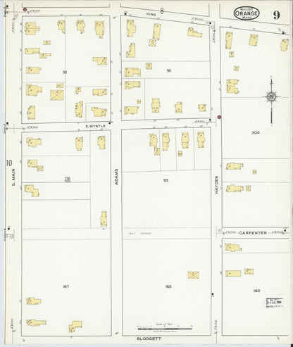 Sanborn Fire Insurance Map from Orange, Franklin County, Massachusetts (1917), Sheet #0009 - Historic Sanborn Fire Insurance Map Print, vintage old map wall art, antique decor, genealogy gift, Massachusetts Massachusetts map
