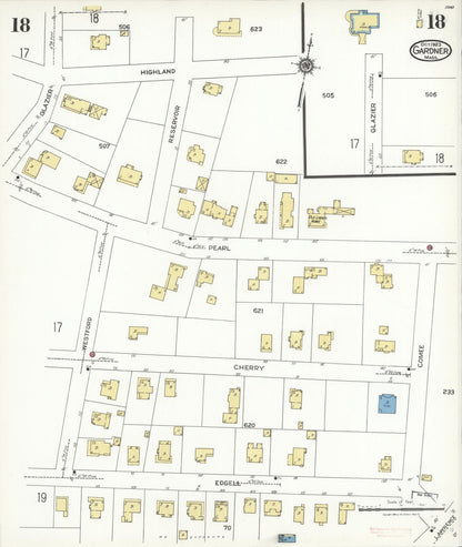 Sanborn Fire Insurance Map from Gardner, Worcester County, Massachusetts (1923), Sheet #0018 - Complete Map Set gallery image, historic Sanborn map, vintage wall art, Massachusetts Massachusetts
