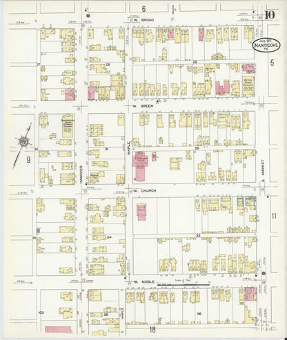 Sanborn Fire Insurance Map from Nanticoke, Luzerne County, Pennsylvania (1912), Sheet #0010 - Historic Sanborn Fire Insurance Map Print, vintage old map wall art, antique decor, genealogy gift, Pennsylvania Pennsylvania map