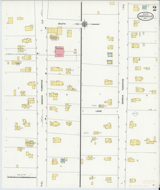 Sanborn Fire Insurance Map from Jamesville, Onondaga County, New York (1911), Sheet #0002 - Historic Sanborn Fire Insurance Map Print, vintage old map wall art, antique decor, genealogy gift, New York New York map