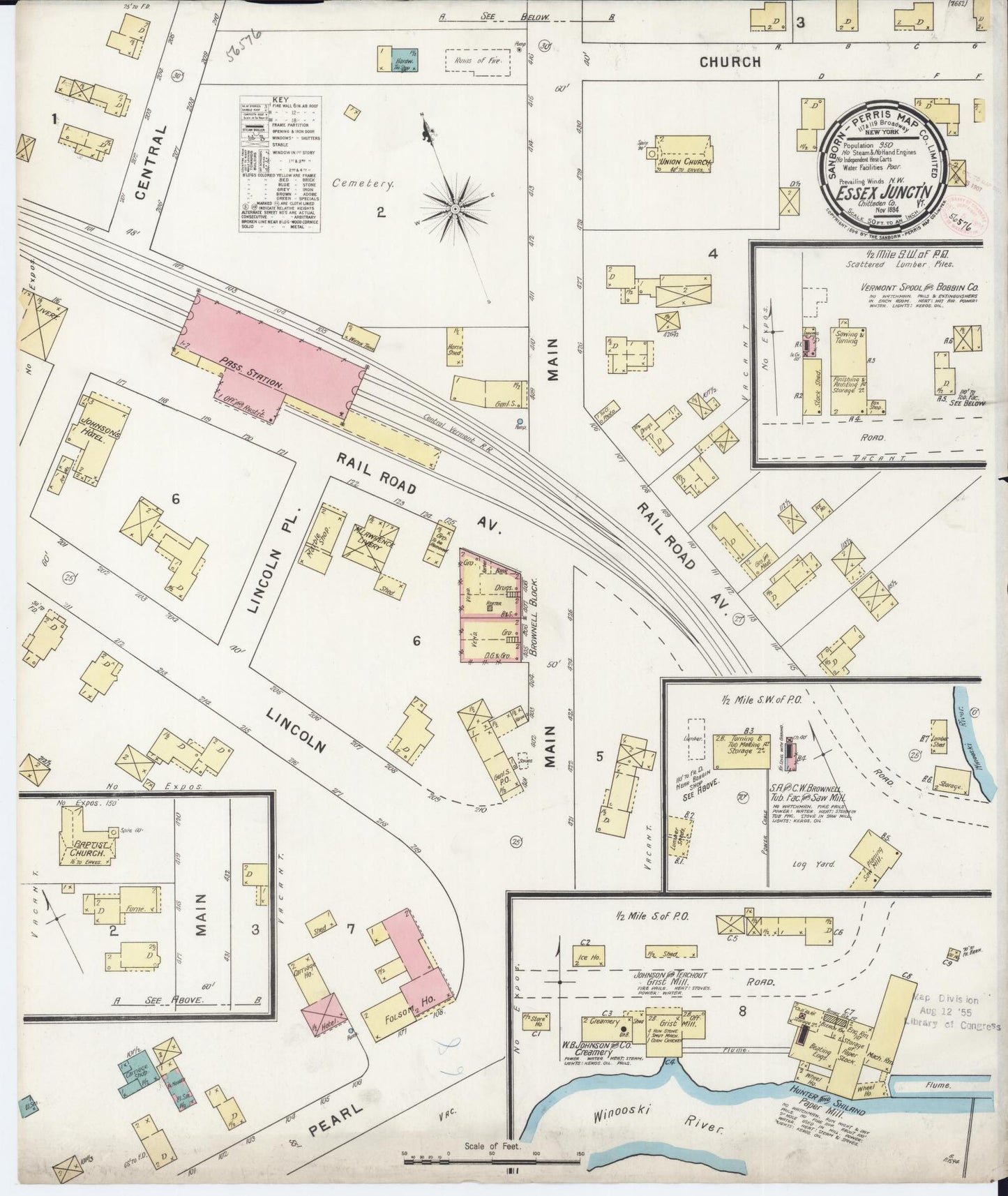 Sanborn Fire Insurance Map from Essex Junction, Chittenden County, Vermont. (1894) – Historic Sanborn Fire Insurance Map Print