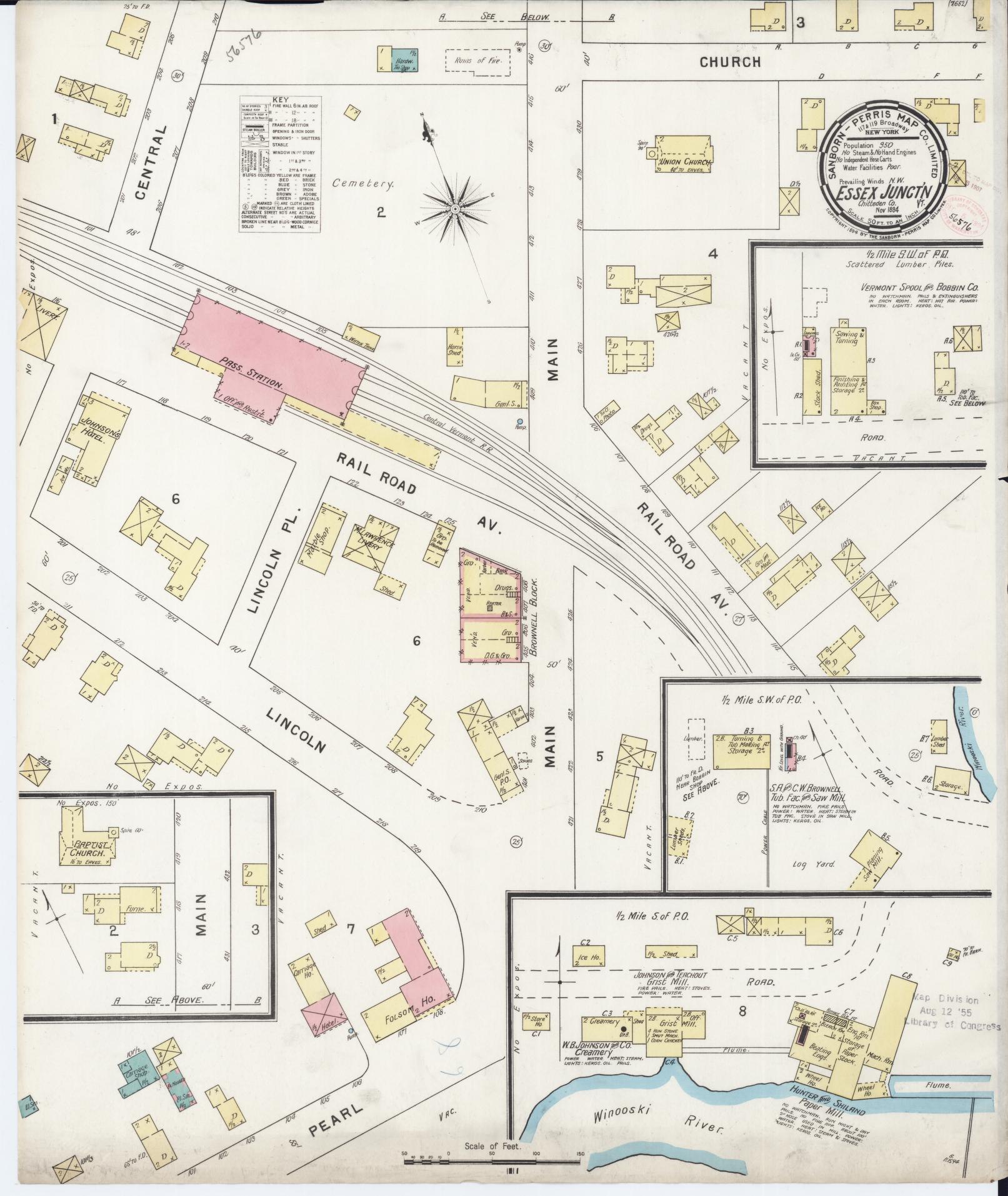 Sanborn Fire Insurance Map from Essex Junction, Chittenden County, Vermont. (1894) – Historic Sanborn Fire Insurance Map Print