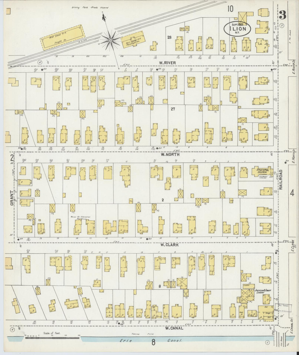 Sanborn Fire Insurance Map from Ilion, Herkimer County, New York (1902), Sheet #0003 - Complete Map Set gallery image, historic Sanborn map, vintage wall art, New York New York