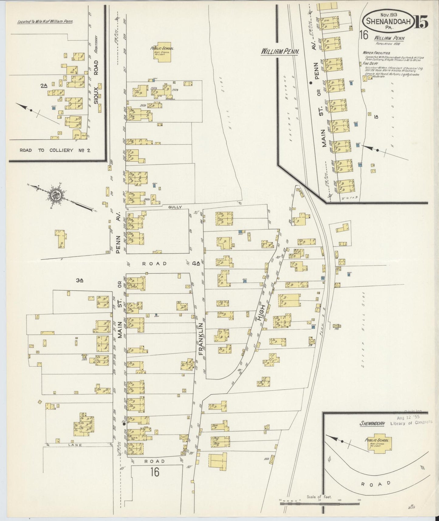 Sanborn Fire Insurance Map from Shenandoah, Schuylkill County, Pennsylvania (1913), Sheet #0015 - Complete Map Set gallery image, historic Sanborn map, vintage wall art, Pennsylvania Pennsylvania