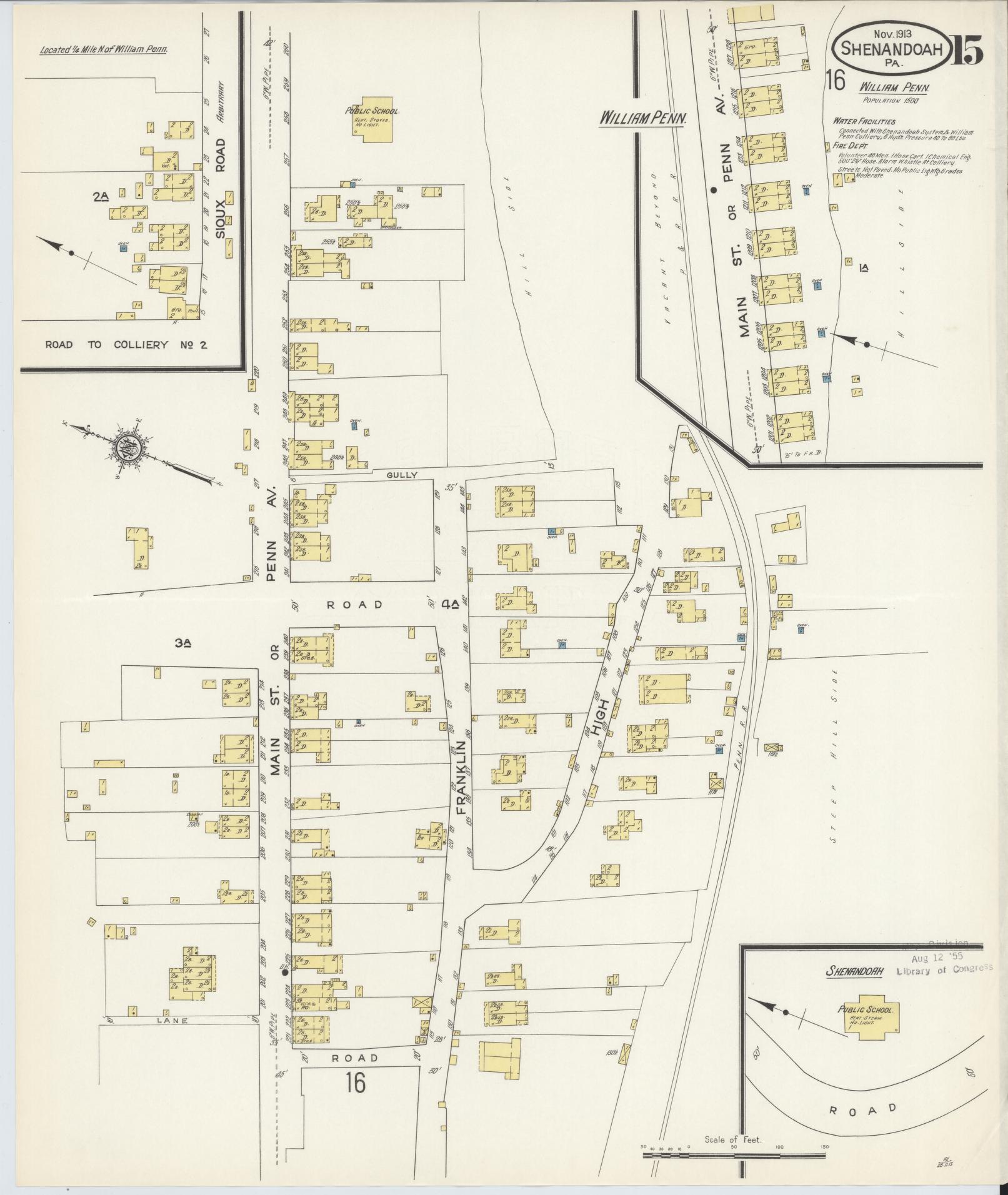 Sanborn Fire Insurance Map from Shenandoah, Schuylkill County, Pennsylvania (1913), Sheet #0015 - Complete Map Set gallery image, historic Sanborn map, vintage wall art, Pennsylvania Pennsylvania