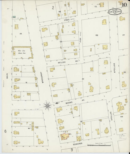 Sanborn Fire Insurance Map from Ardmore, Carter County, Oklahoma (1896), Sheet #0010 - Complete Map Set gallery image, historic Sanborn map, vintage wall art, Oklahoma Oklahoma