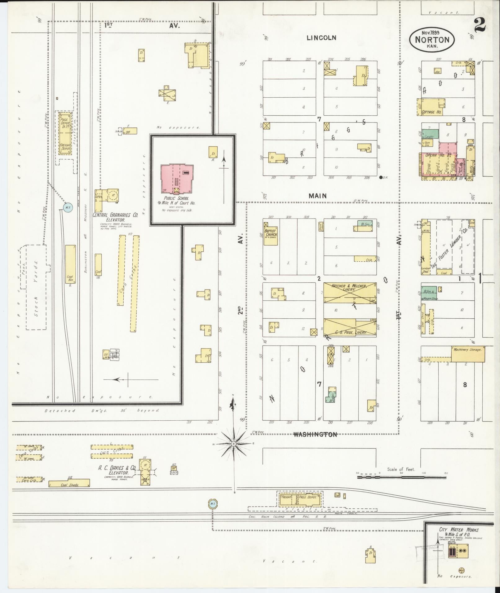 Sanborn Fire Insurance Map from Norton, Norton County, Kansas (1899), Sheet #0002 - Historic Sanborn Fire Insurance Map Print, vintage old map wall art, antique decor, genealogy gift, Kansas Kansas map