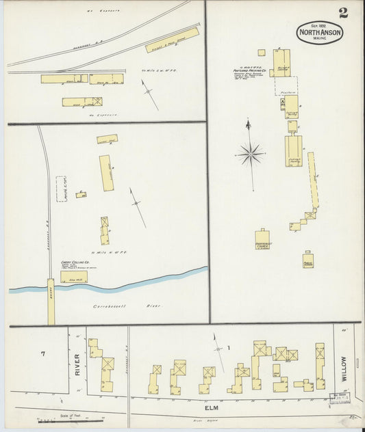 Sanborn Fire Insurance Map from North Anson, Somerset County, Maine (1892), Sheet #0002 - Historic Sanborn Fire Insurance Map Print, vintage old map wall art, antique decor, genealogy gift, Maine Maine map